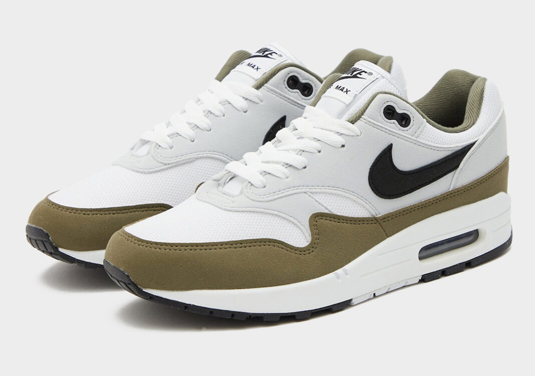 Giày Nike Air Max 1 ‘White Black Medium Olive’ FD9082-102 - Ảnh 4