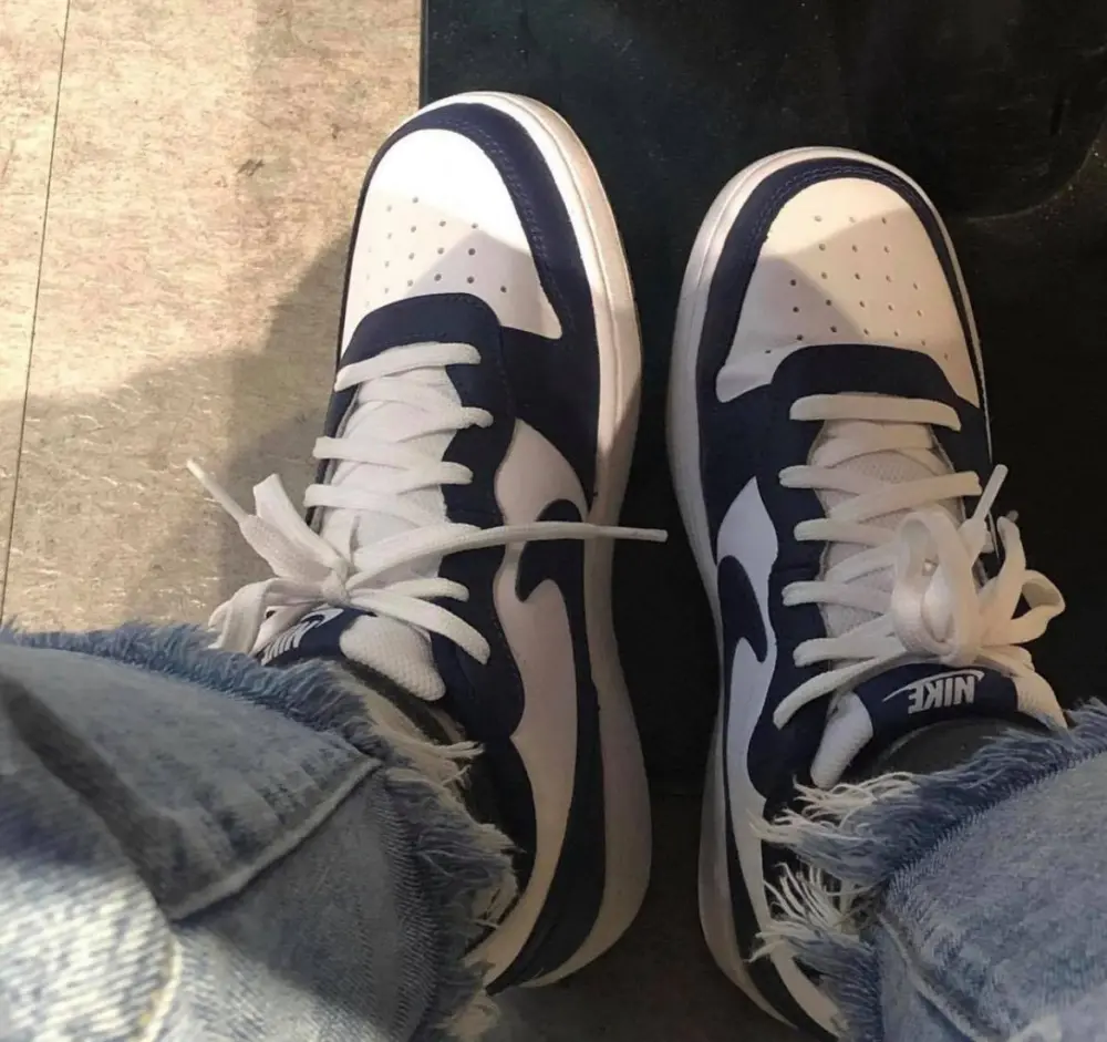 Giày Nike Court Borough Low 2 White Navy (GS) BQ5448-107 - Ảnh 3