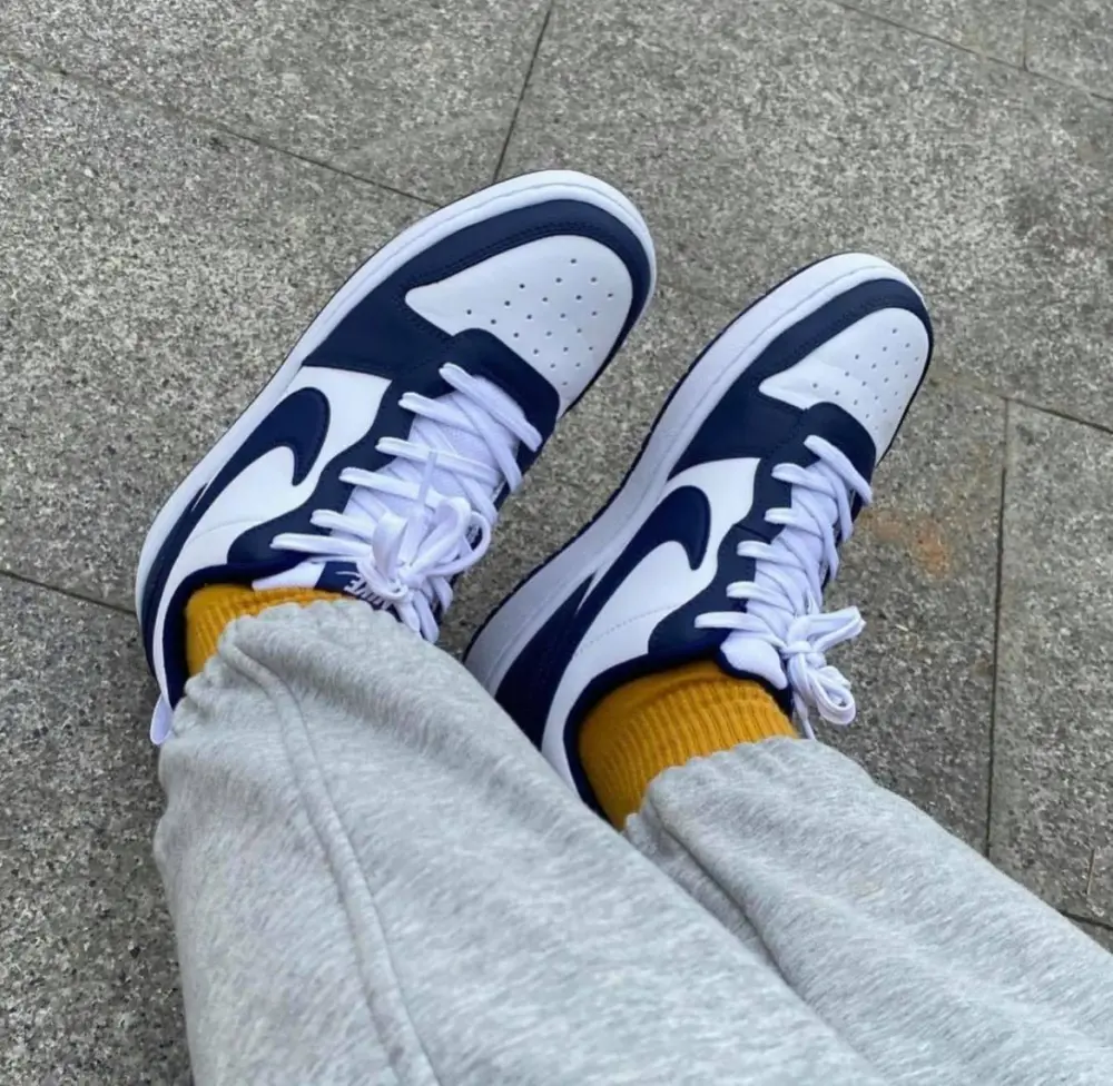 Alternative view of Giày Nike Court Borough Low 2 White Navy (GS) BQ5448-107