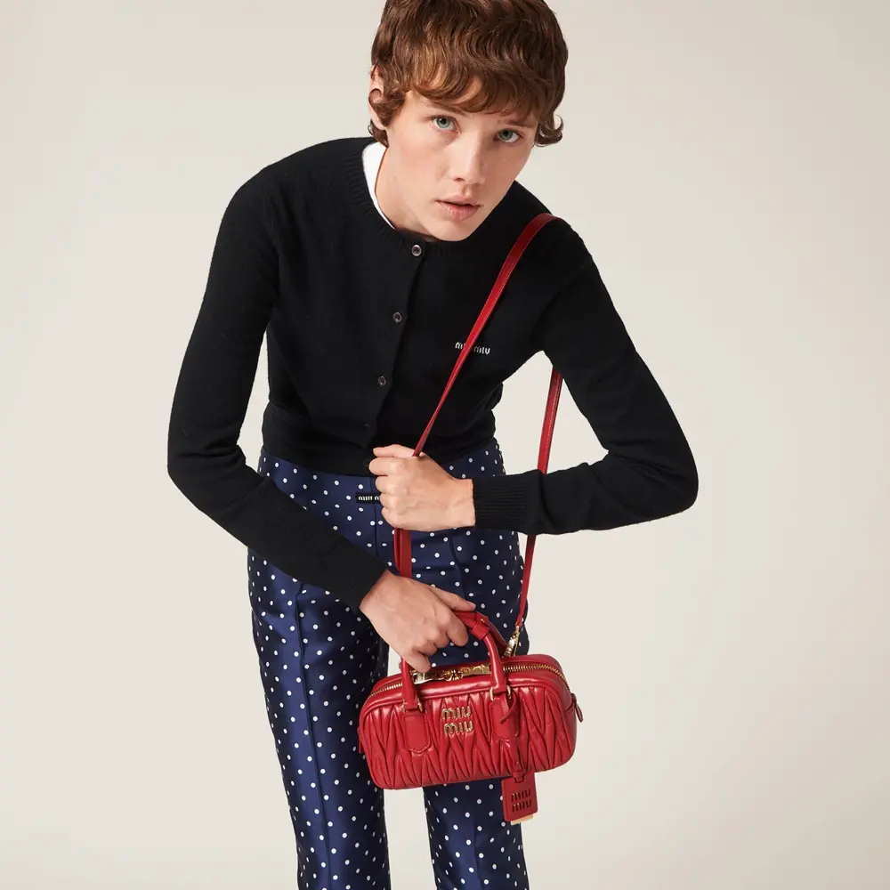Túi Miu Miu Arcadie Matelassé Bag ‘Red’ 5BB142-AN88-F0011-V-OON - Ảnh 3
