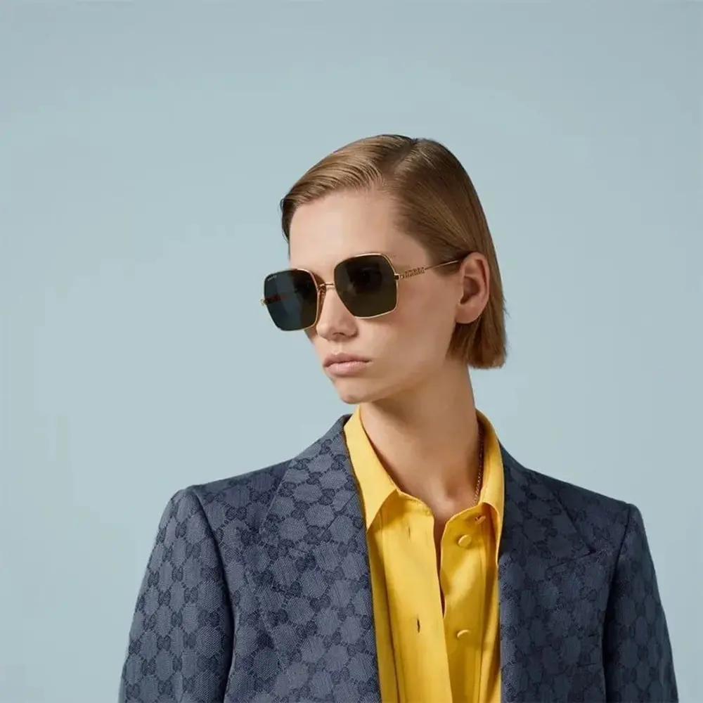Kính Gucci Sunglasses 'Gold Black' GG1434S-001 - Ảnh 3