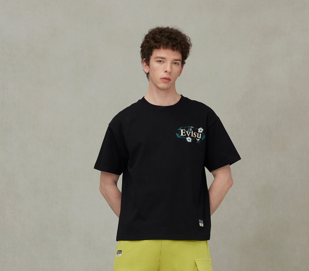 Alternative view of Áo Evisu Floral Daicock And Logo Embroidery Loose Fit ‘Black’ 2ESHTM5TS1222LFCT