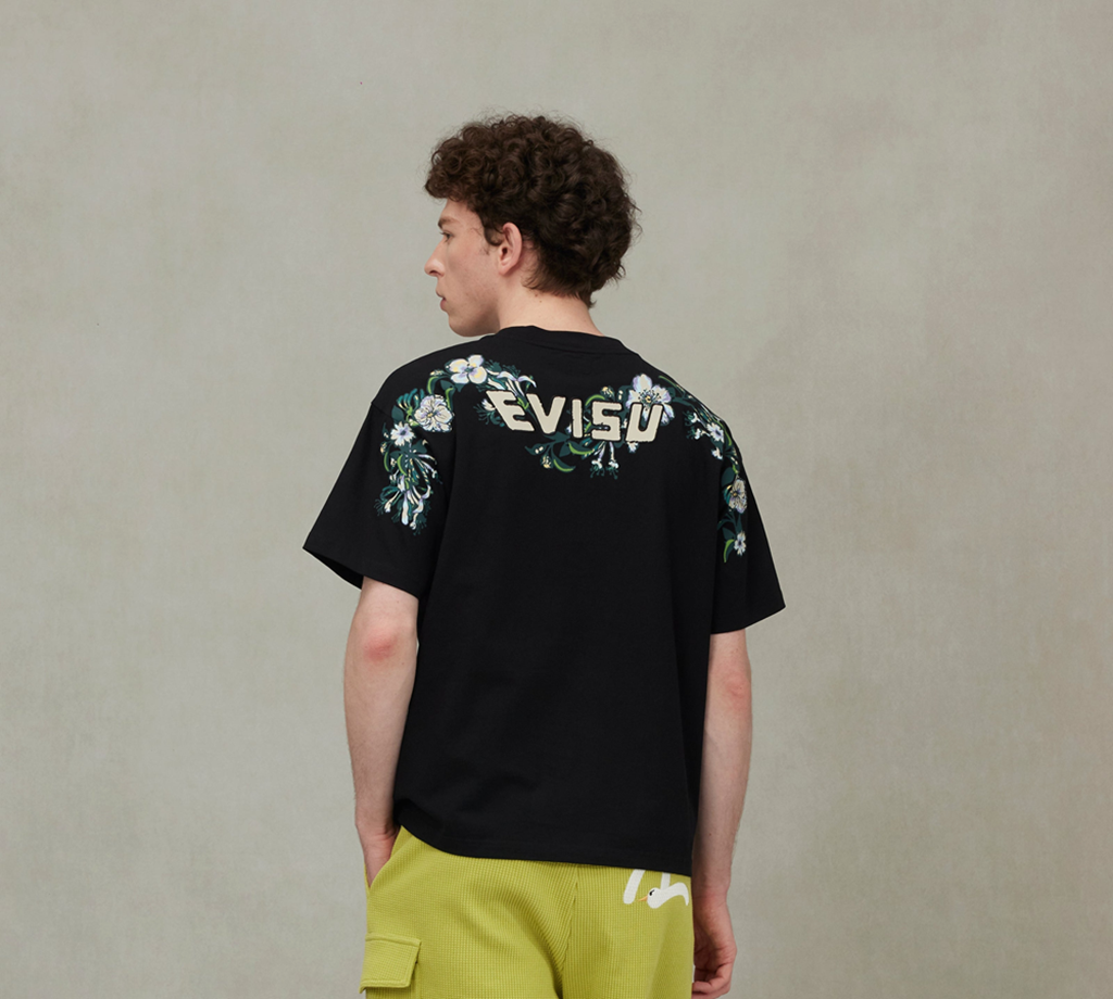 Áo Evisu Floral Daicock And Logo Embroidery Loose Fit ‘Black’ 2ESHTM5TS1222LFCT - Ảnh 3