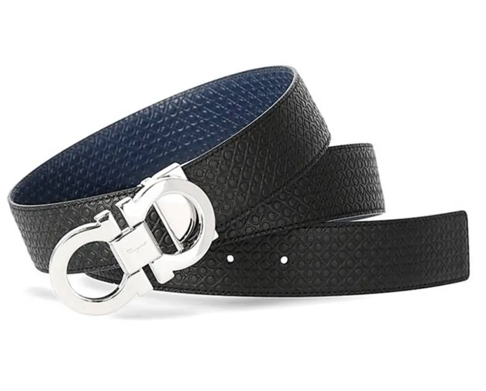 Thắt Lưng Salvatore Ferragamo 67 9535 NERO FJORD BLUE 714462 - Ảnh 4