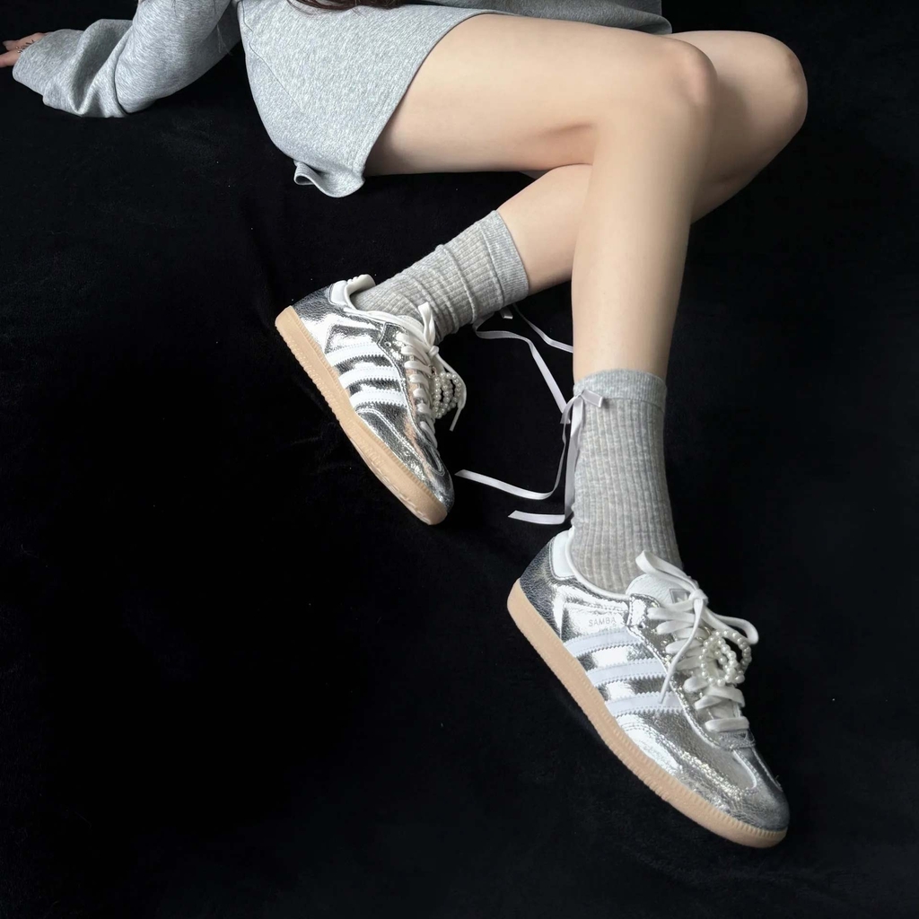 Giày Adidas Samba OG ‘Silver Metallic Cracked Leather’ JR0035 - Ảnh 7