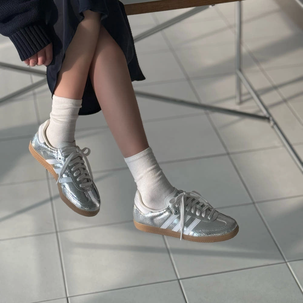 Giày Adidas Samba OG ‘Silver Metallic Cracked Leather’ JR0035 - Ảnh 8