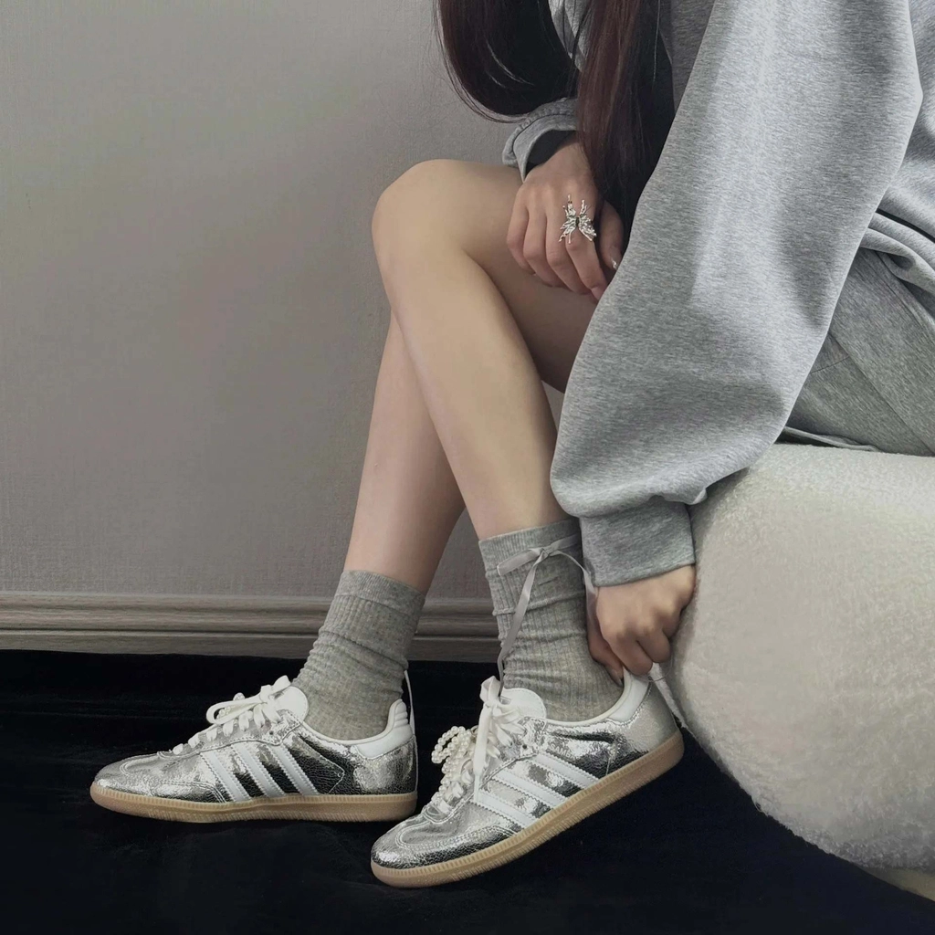 Giày Adidas Samba OG ‘Silver Metallic Cracked Leather’ JR0035 - Ảnh 9