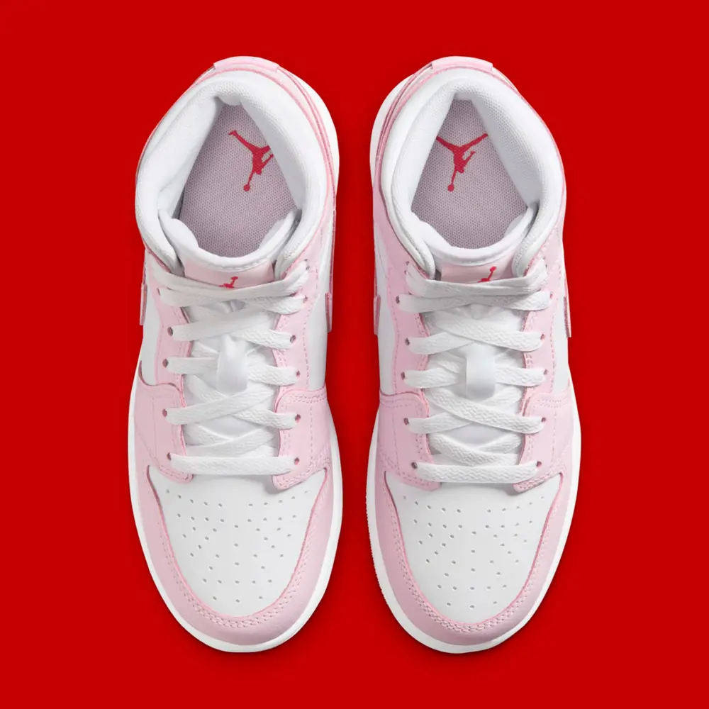 Giày Nike Air Jordan 1 Mid GS ‘Pink Foam Fire Red’ DQ8423-608 - Ảnh 4