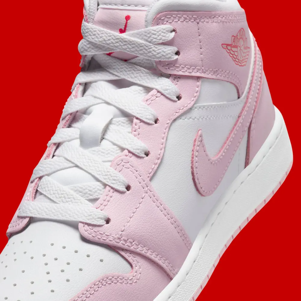 Alternative view of Giày Nike Air Jordan 1 Mid GS ‘Pink Foam Fire Red’ DQ8423-608