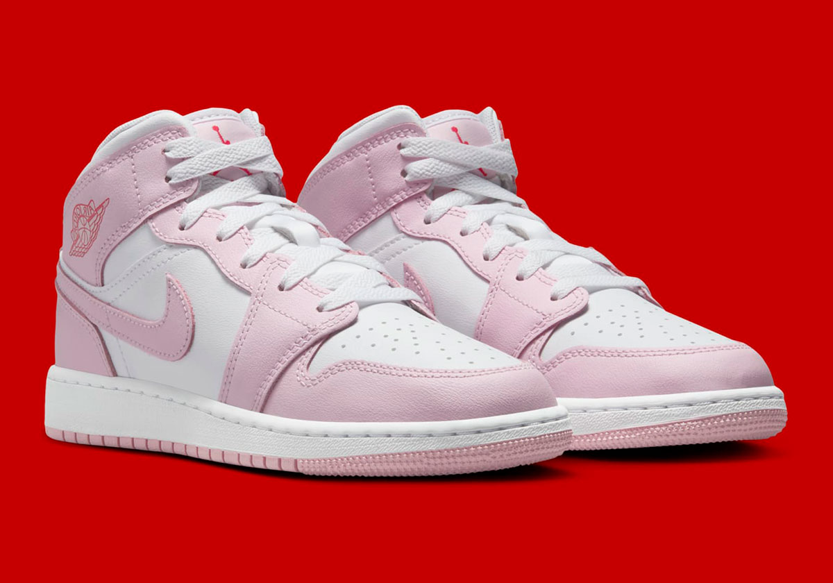 Giày Nike Air Jordan 1 Mid GS ‘Pink Foam Fire Red’ DQ8423-608 - Ảnh 5