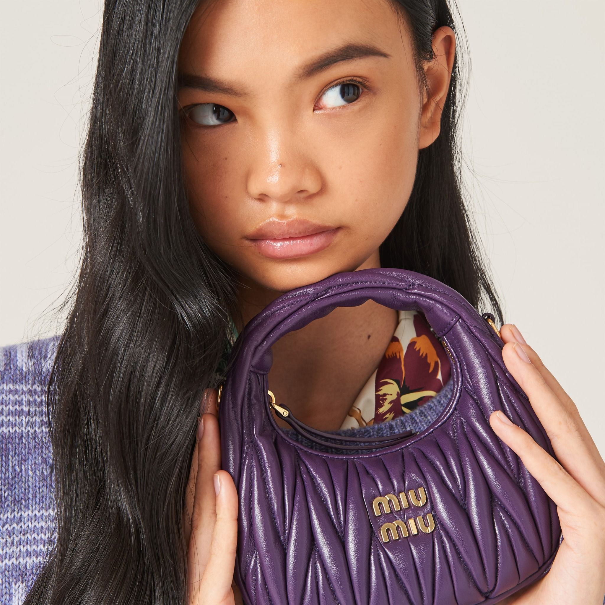 Túi Miu Miu Wander Matelassé Bag ‘Violet’ 5BP078-N88-F0030-V-OOO - Ảnh 3