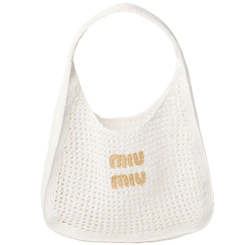 Túi Miu Miu Woven Fabric Hobo Bag ‘White’ 5BC116-2DO1-F0965-V-OOM