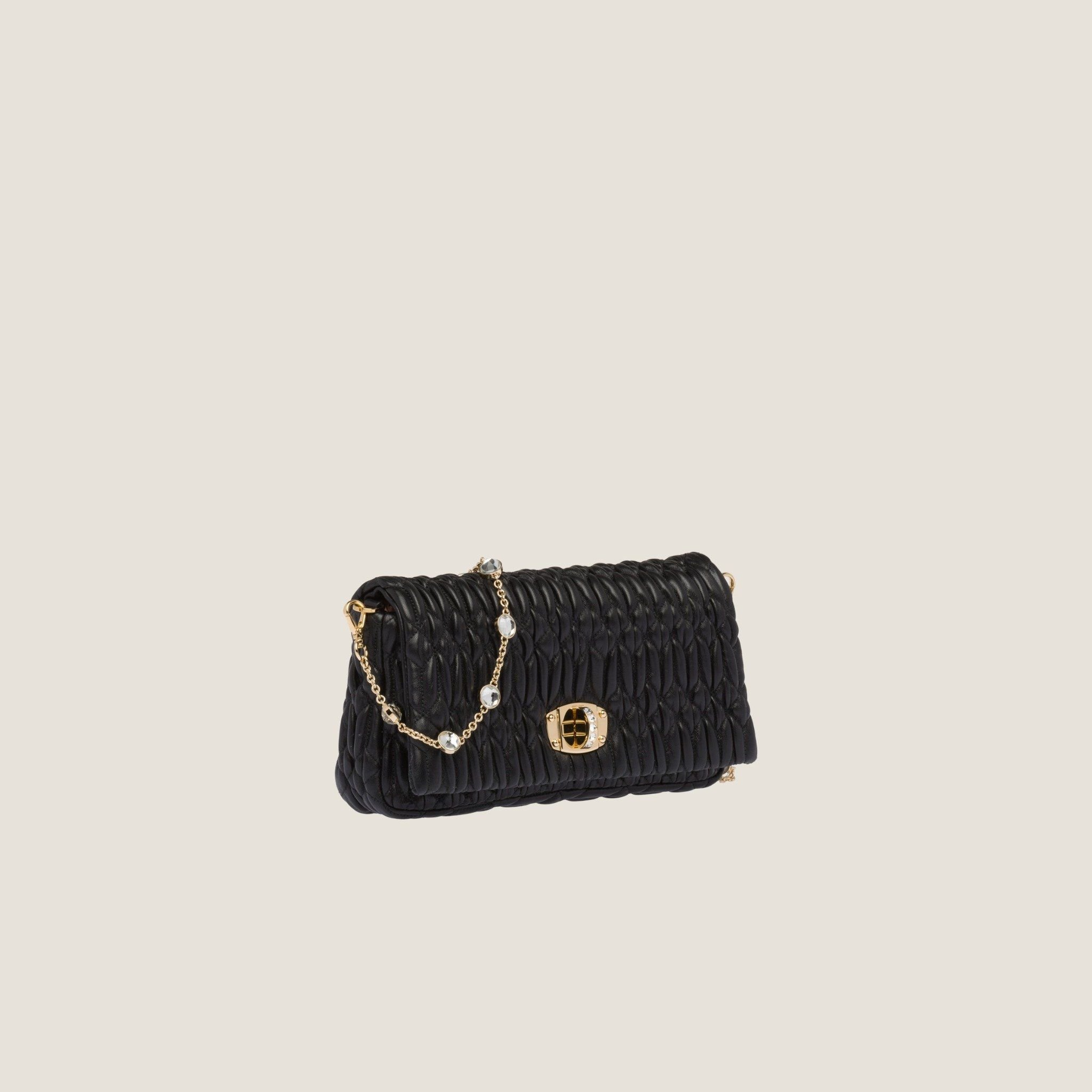Túi Miu Miu Crystal Cloqué Bag ‘Black’ 5BD417-FVJ-F0002-V-COG - Ảnh 3