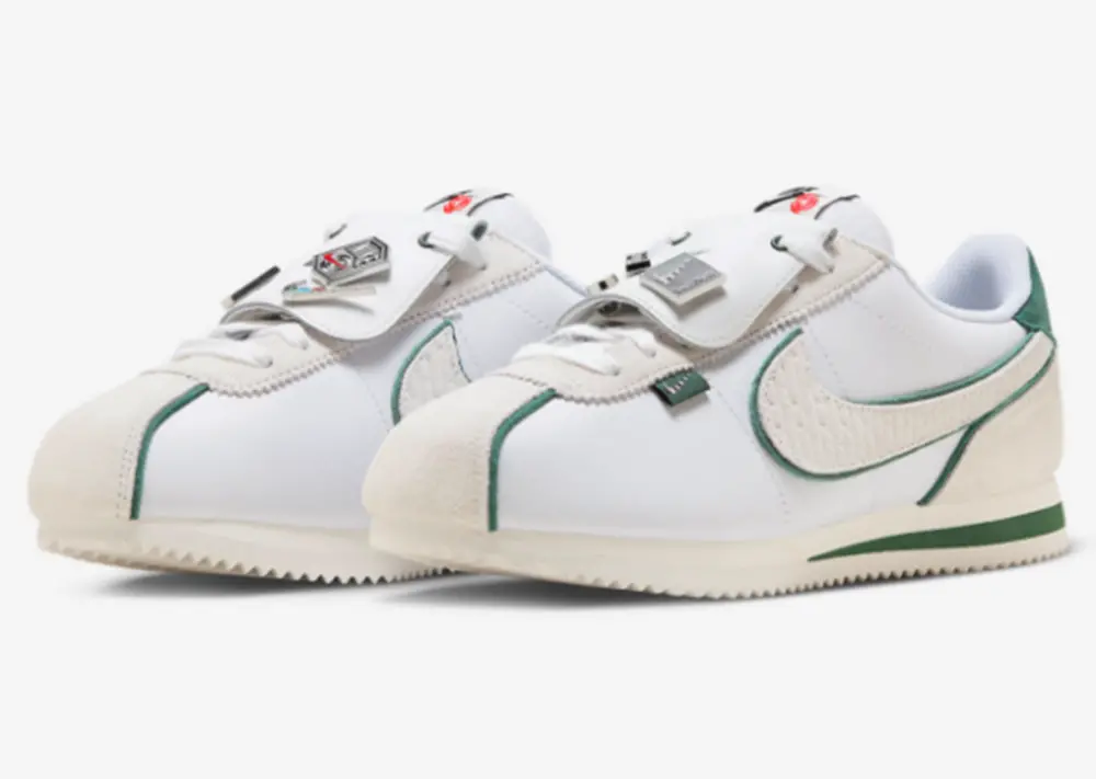 Giày Nike Cortez ‘White Green Light Bone’ FQ0259-110 - Ảnh 6