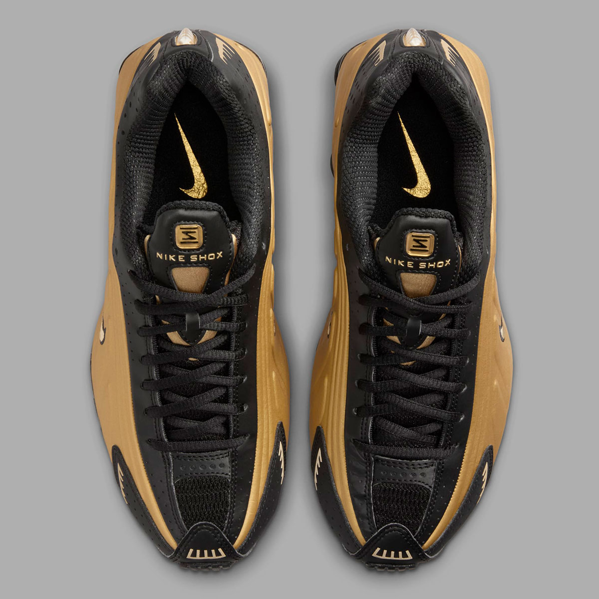 Giày Nike Shox R4 ‘Black Metallic Gold’ AR3565-005 - Ảnh 5