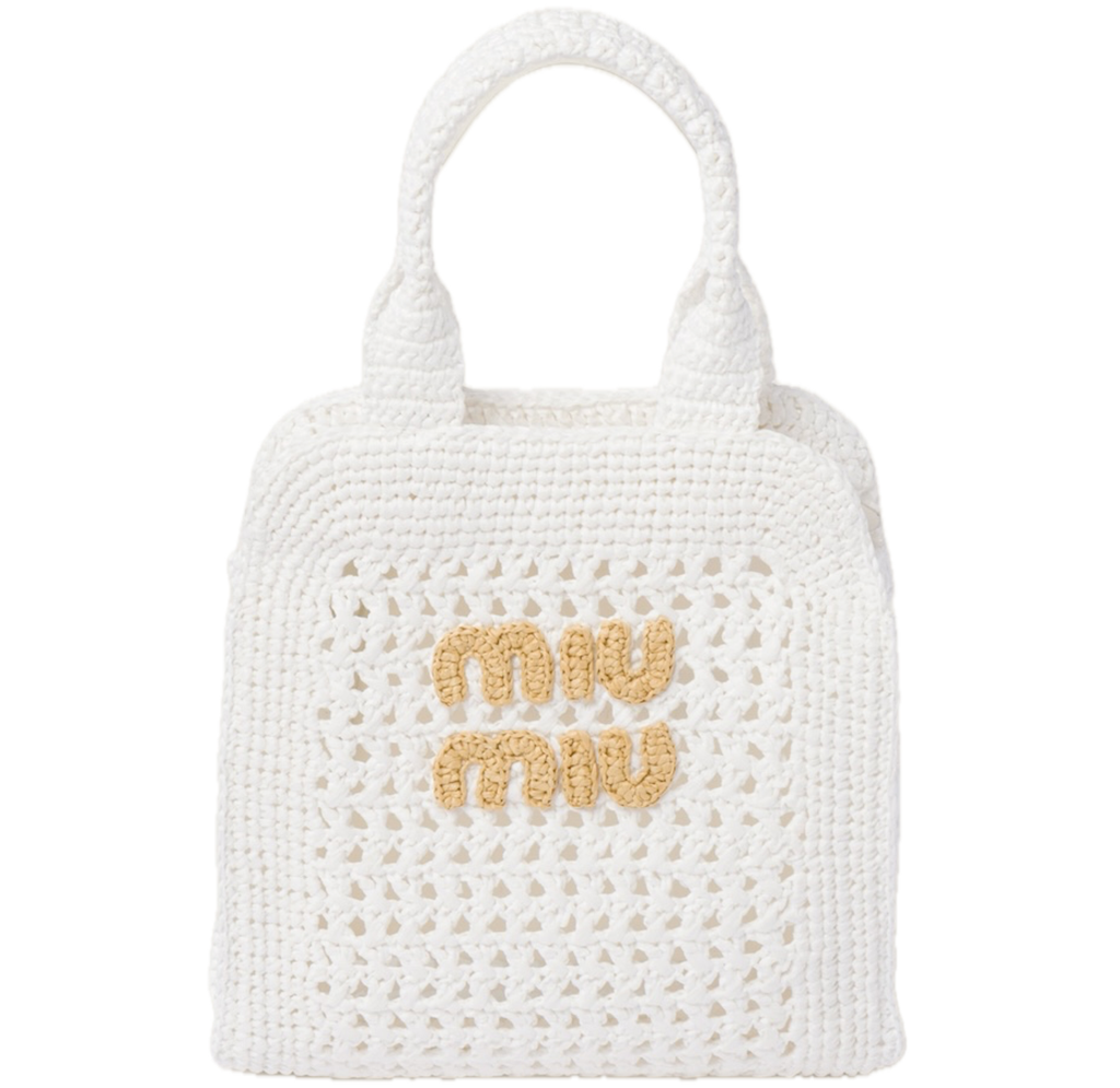 Túi Miu Miu Raffia-effect Crochet Fabric ‘White’ 5BA283-2DO1-F0965-V-OOO