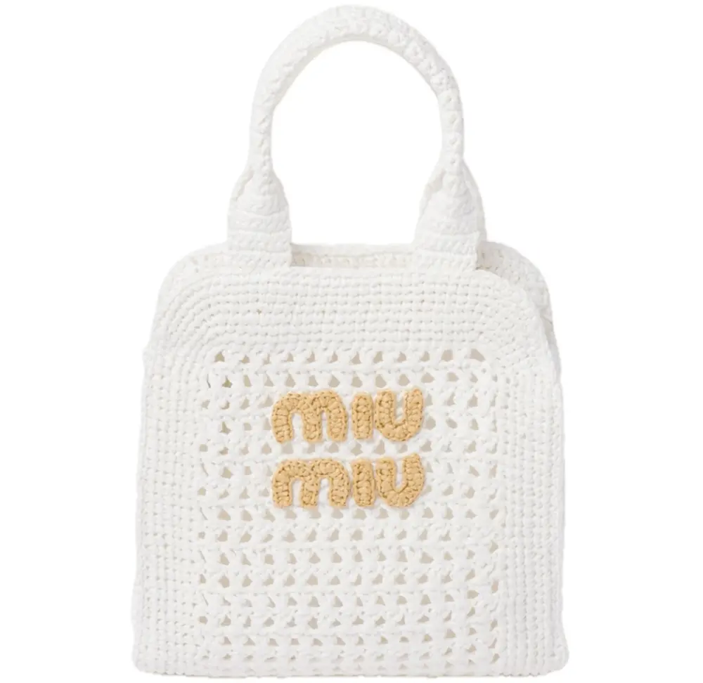 Túi Miu Miu Raffia-effect Crochet Fabric ‘White’ 5BA283-2DO1-F0965-V-OOO