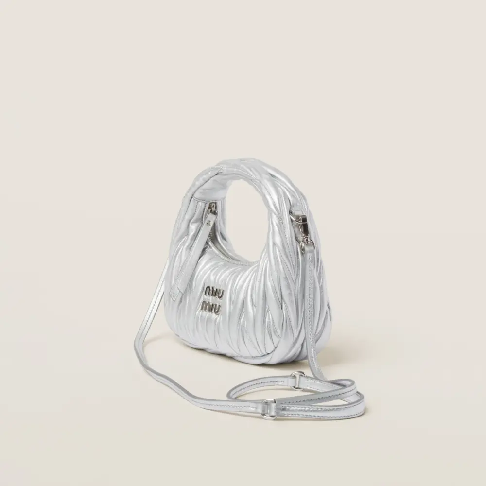 Túi Miu Miu Wander Matelassé Bag ‘Silver’ 5BP078-N88-F0118-V-OOO - Ảnh 3