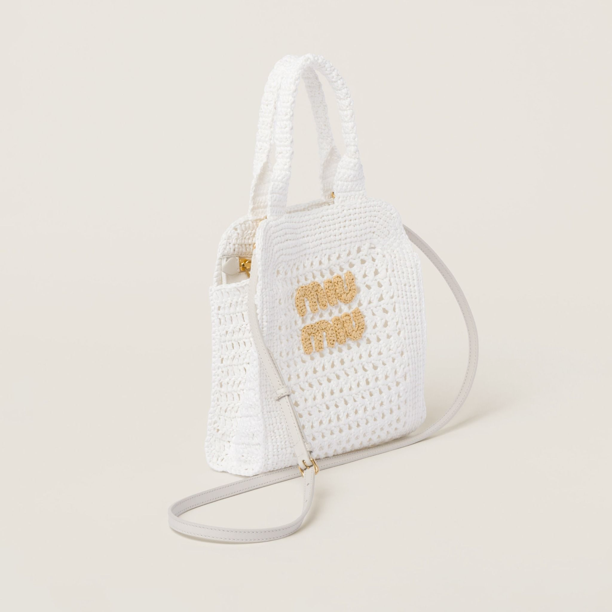 Alternative view of Túi Miu Miu Raffia-effect Crochet Fabric ‘White’ 5BA283-2DO1-F0965-V-OOO