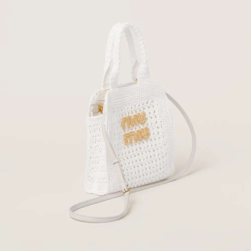 Alternative view of Túi Miu Miu Raffia-effect Crochet Fabric ‘White’ 5BA283-2DO1-F0965-V-OOO