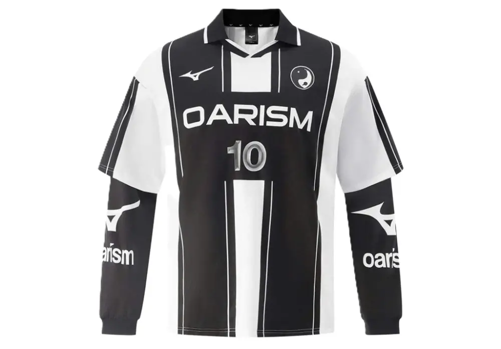 Áo Mizuno x Oarism Retro long-sleeved ‘White Black’ K2CC53Y1