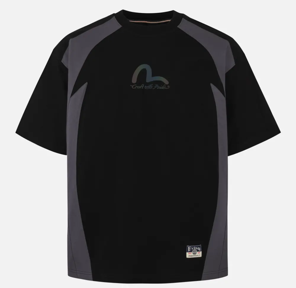 Áo Evisu Panel Blocking With Colorful Logo ‘Black’ 2ESHTM5TS1171LFCT