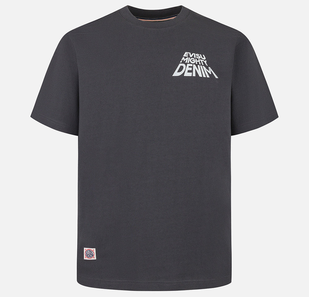 Áo Evisu Slogan Print With Godhead ‘Charcoal’ 2ESHTM5TS7015XXCT