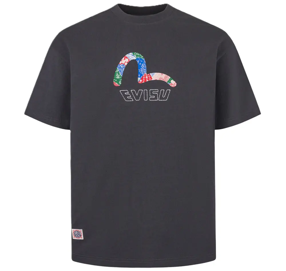 Áo Evisu Seagull Print And Japanese ‘Charcoal’ 2ESHTM5TS7022RXCT