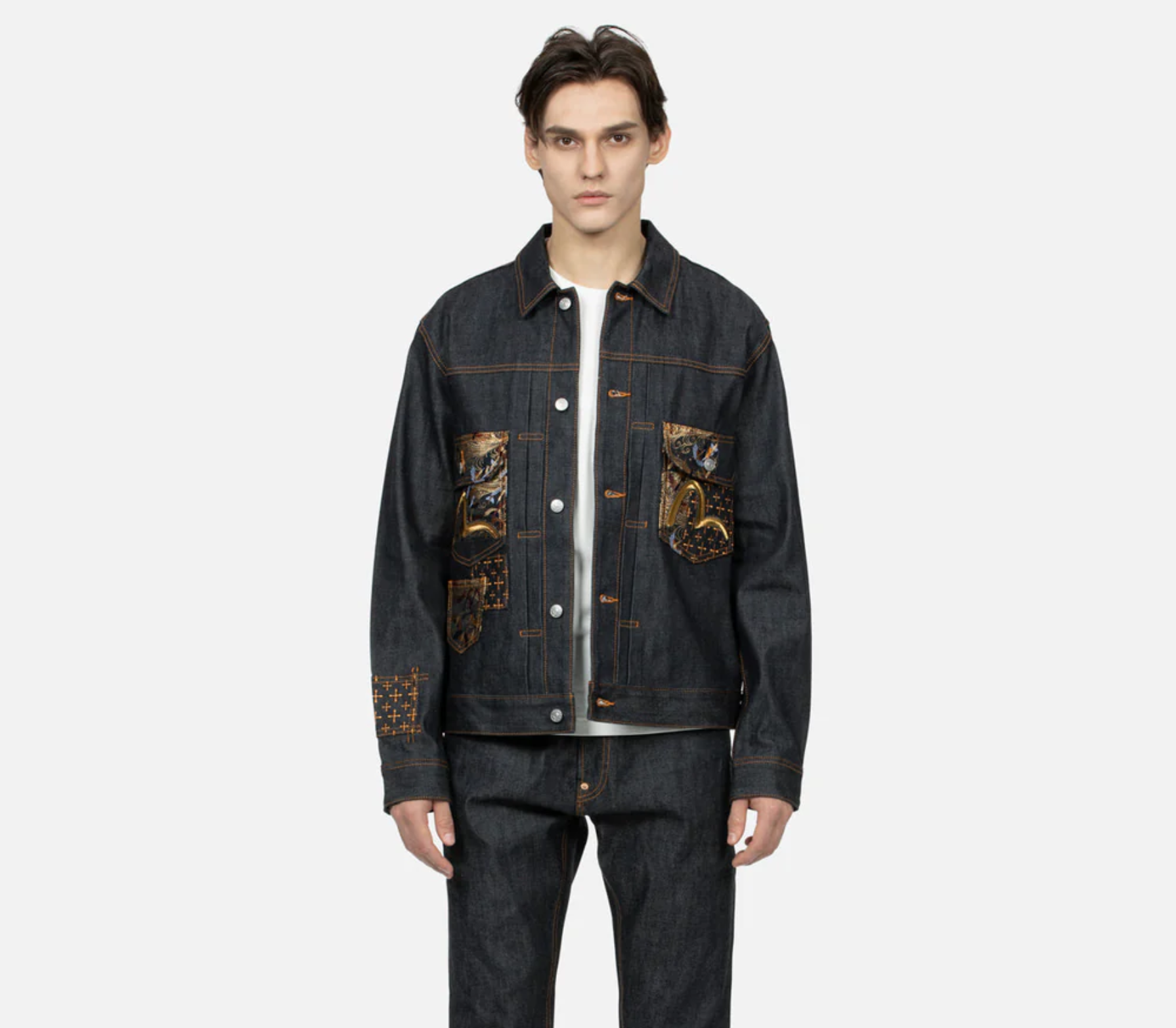 Áo Evisu Denim Jackets ‘Black’ 2ESHTM4DJ7001RXDP - Ảnh 4