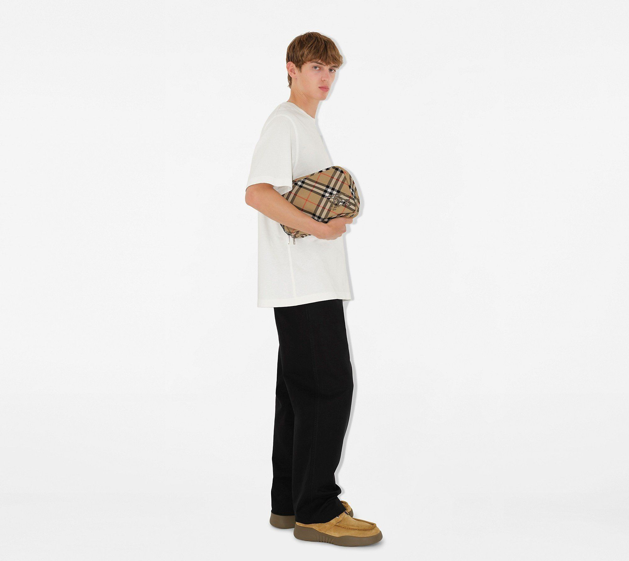 Túi Burberry Check Travel Pouch ‘Beige’ 80927071 - Ảnh 3