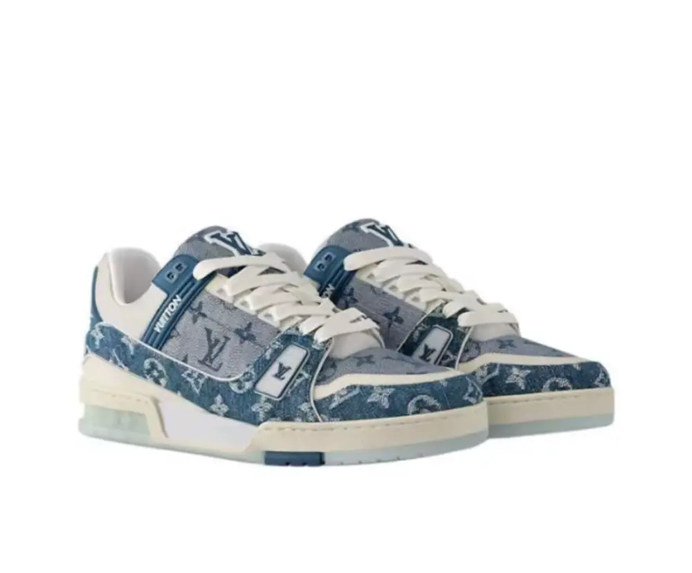 Giày Louis Vuitton Trainer Sneaker ‘Blue’ 1ADHIT - Ảnh 5