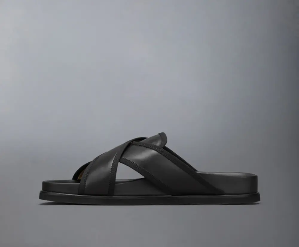 Dép Thom Browne Leather Toe Ring Slide ‘Black’ MFL093A-05584-001 - Ảnh 2