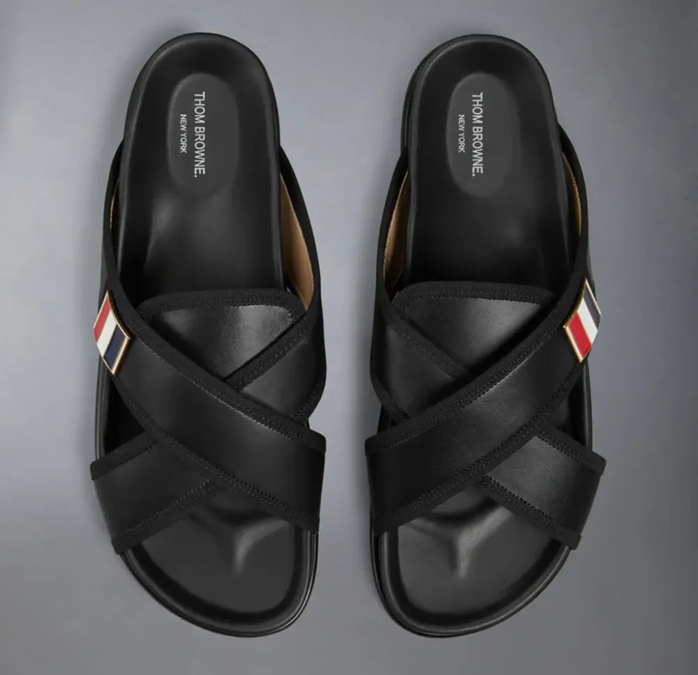Dép Thom Browne Leather Toe Ring Slide ‘Black’ MFL093A-05584-001 - Ảnh 3