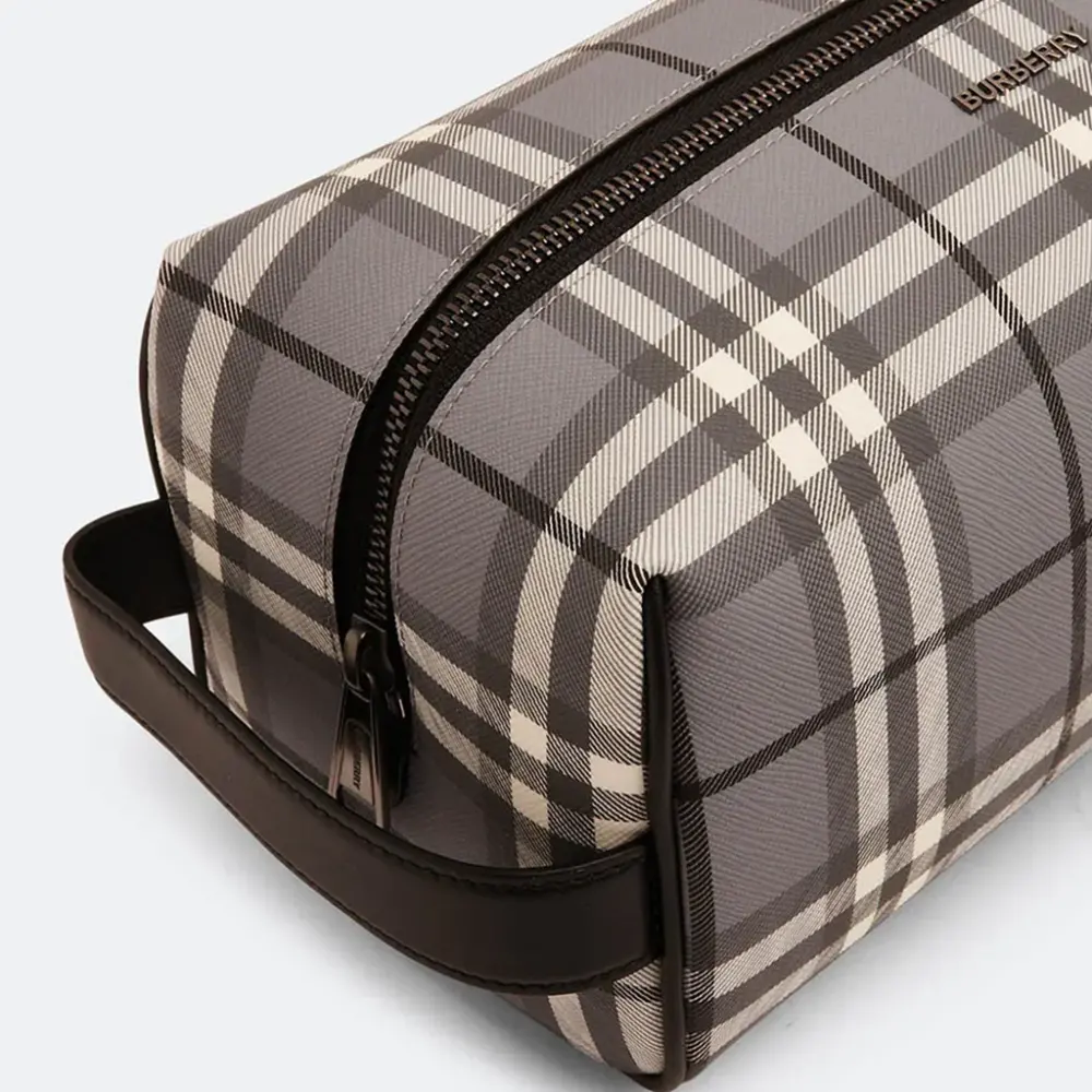 Túi Burberry Check Travel Pouch ‘Grey’ 8057782 - Ảnh 3