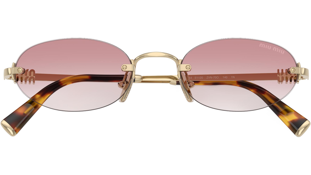 Kính Miu Miu Pale Gold Oval Sunglasses ‘Pink Gold’ 0MU-A54S-ZVN70O - Ảnh 3