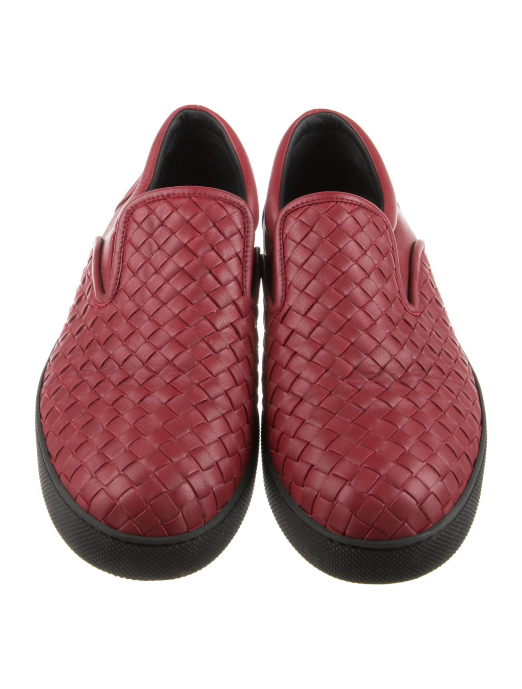 Alternative view of Giày Nam Bottega Veneta Leather Woven Slip On 'Red' 190809-6453