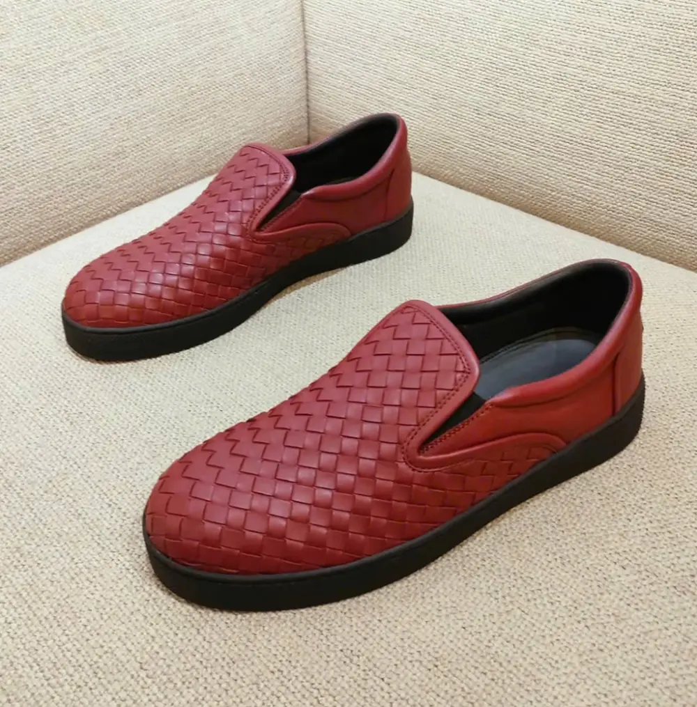 Giày Nam Bottega Veneta Leather Woven Slip On 'Red' 190809-6453 - Ảnh 4
