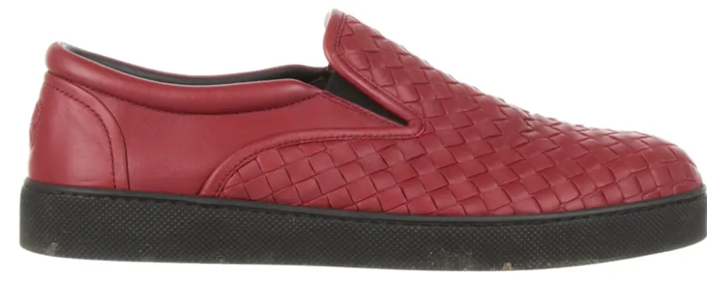 Giày Nam Bottega Veneta Leather Woven Slip On 'Red' 190809-6453