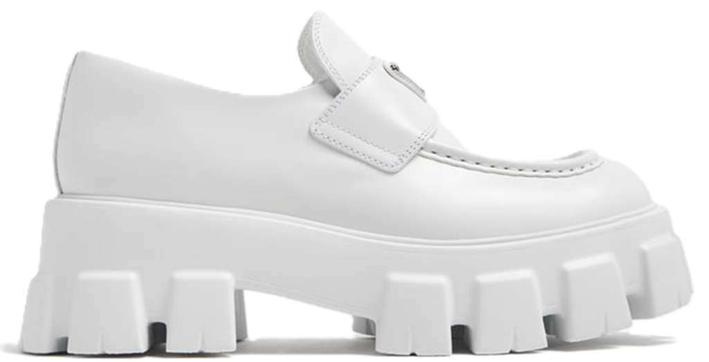 Giày Prada Brushed Leather Monolith Loafers 'White' 1D649MB055B4LF0009F