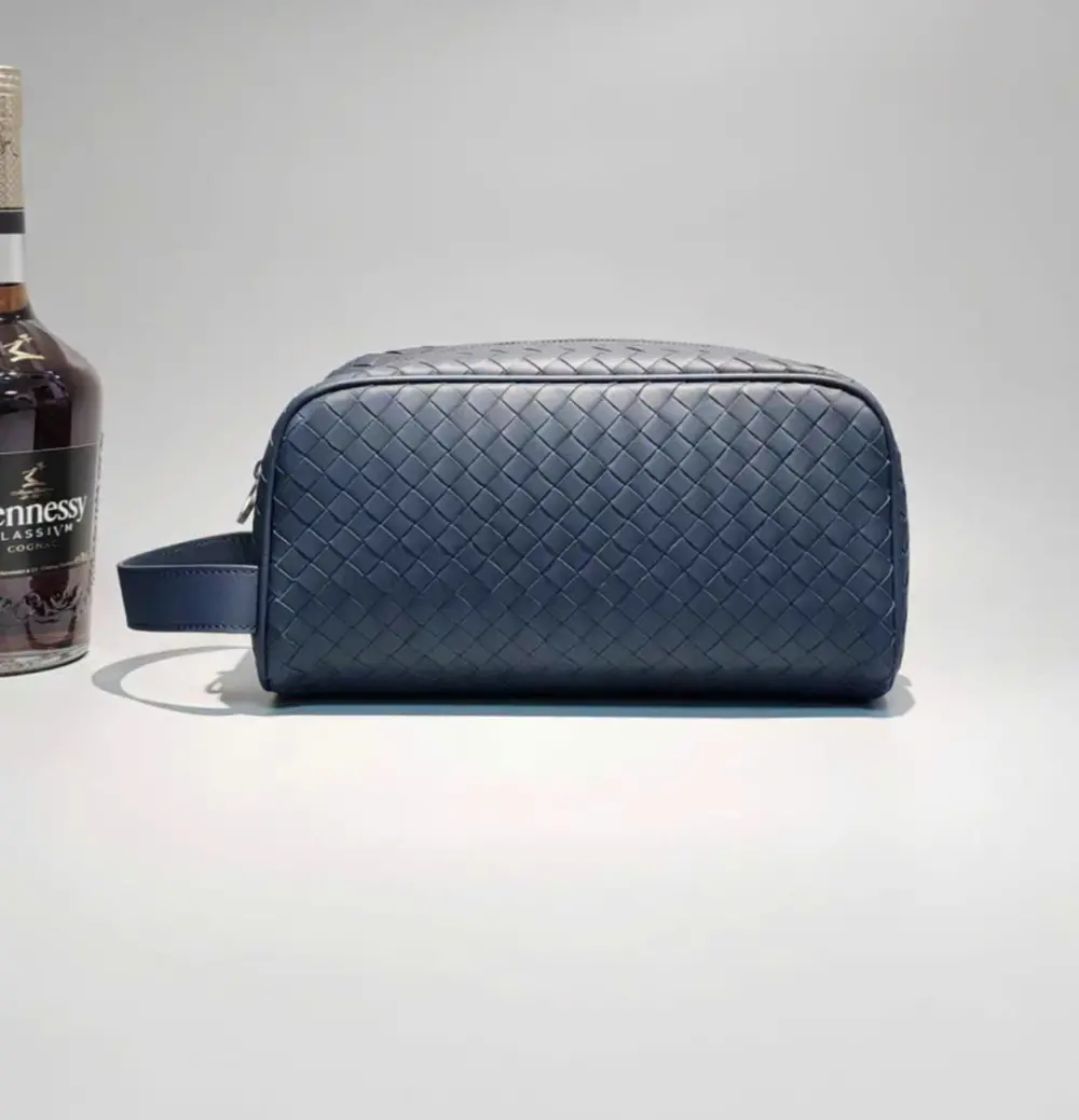 Túi Nam Bottega Veneta Calfskin Clutch Regular 'Dark Blue' 244706V46514013 - Ảnh 3