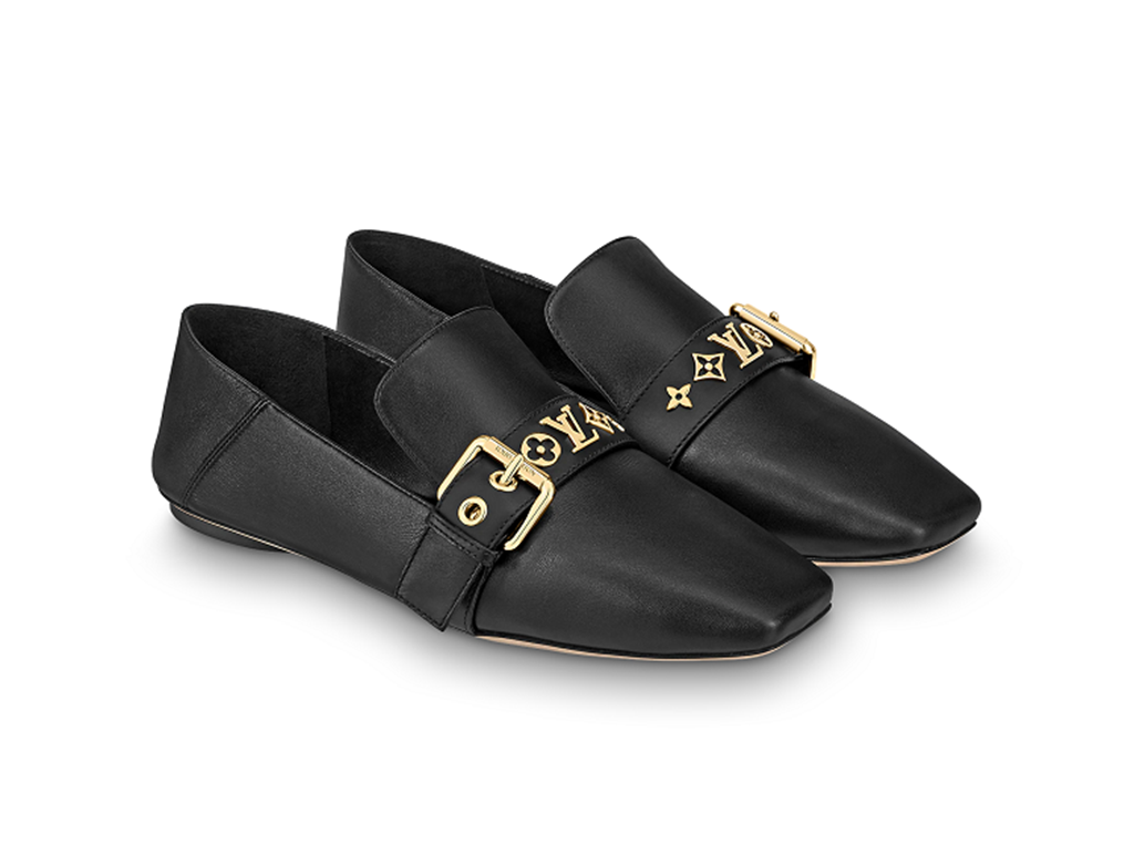 Giày Louis Vuitton Leather Monogram Baya Flat 'Black' 1A8VM6 - Ảnh 5