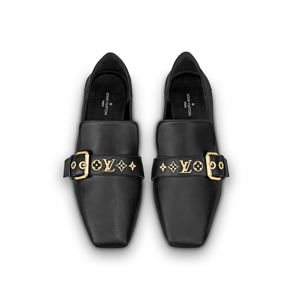 Giày Louis Vuitton Leather Monogram Baya Flat 'Black' 1A8VM6 - Ảnh 4