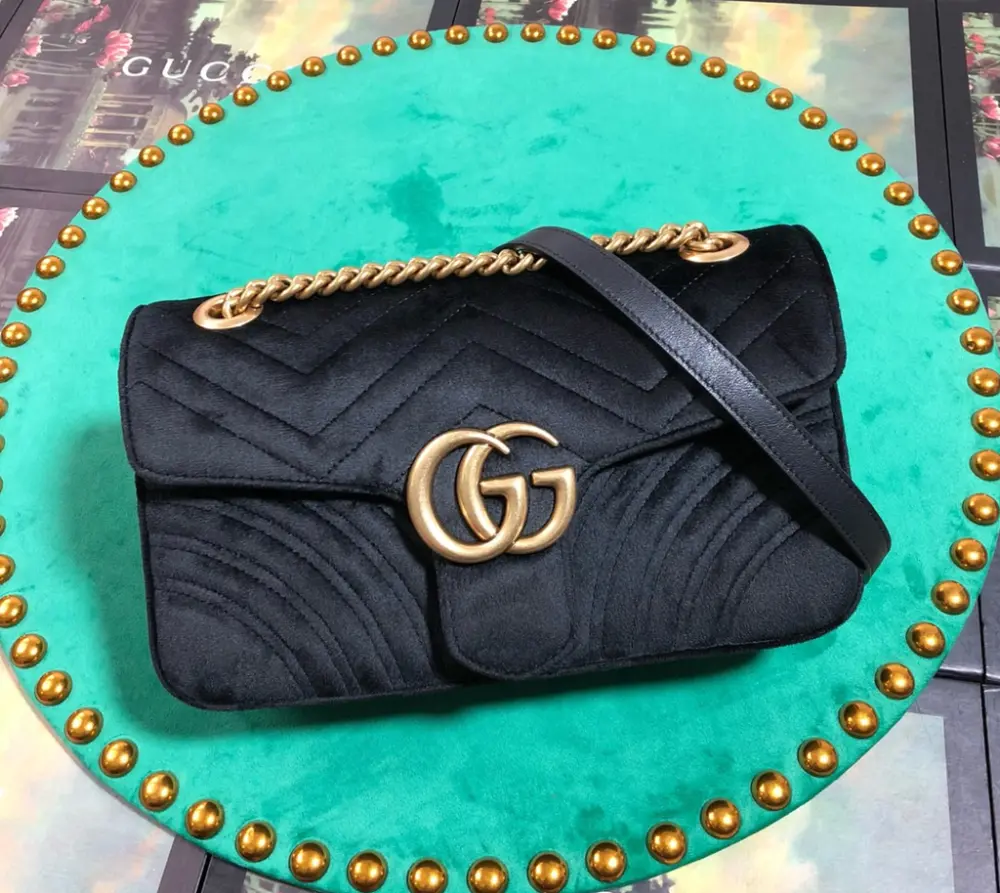 Túi Gucci GG Marmont Velvet Shoulder Bag 'Black' 443497-K4D2T-1000 - Ảnh 3