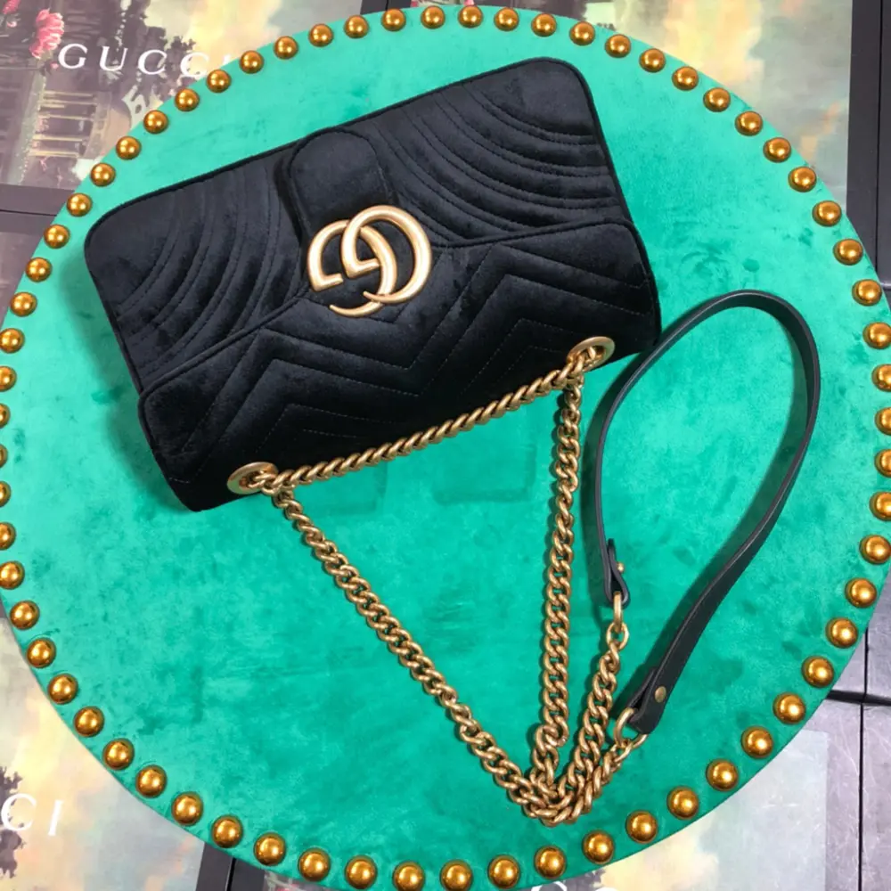 Túi Gucci GG Marmont Velvet Shoulder Bag 'Black' 443497-K4D2T-1000 - Ảnh 4