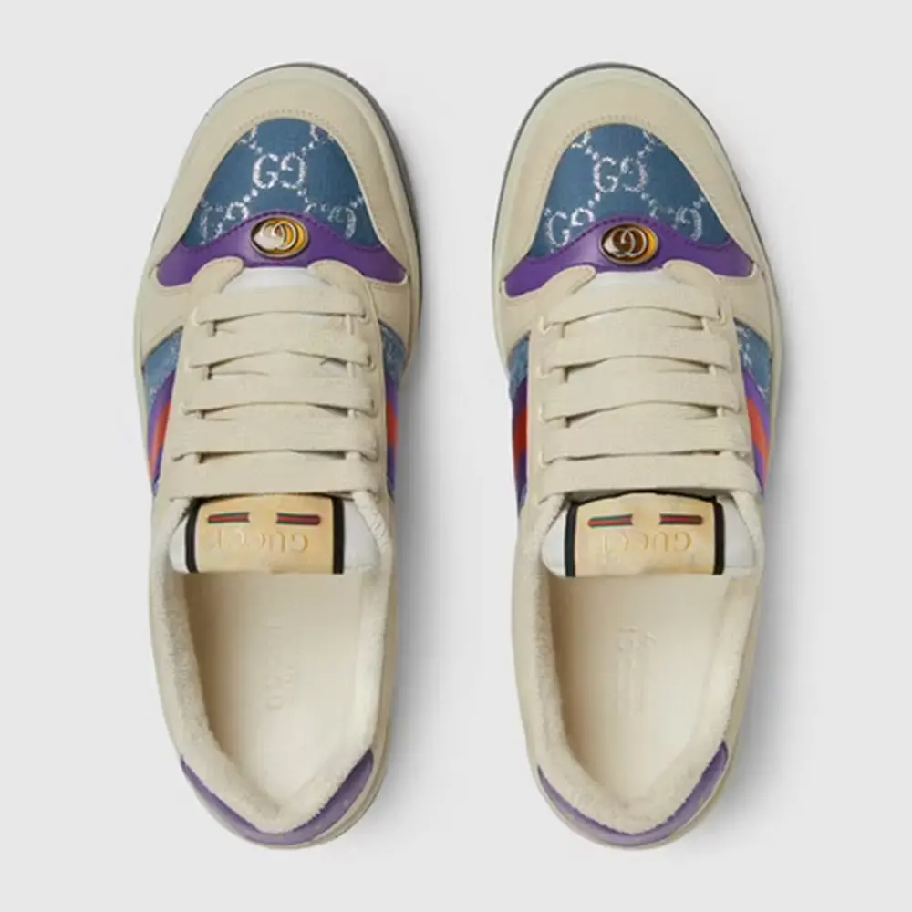 Alternative view of Giày Gucci Wmns Screener ‘Blue GG Lamé’ 577684-2C830-4690