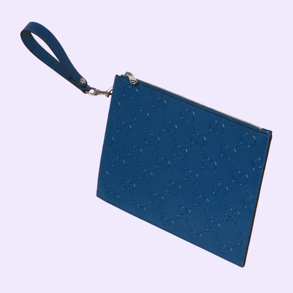 Túi Gucci GG Embossed Pouch 'Blue' 625569-1W3AN-4122 - Ảnh 5