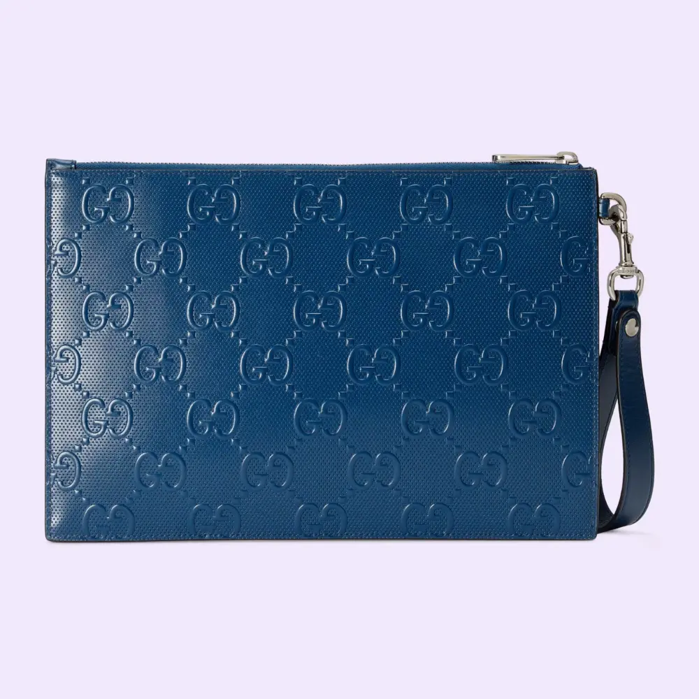 Túi Gucci GG Embossed Pouch 'Blue' 625569-1W3AN-4122 - Ảnh 3