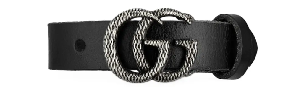 Vòng Tay Gucci Engraved Double G Leather Bracelet ‘Black’ 648702-J5244-9263