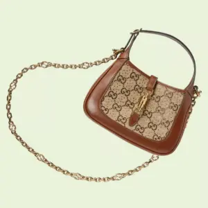 Túi Gucci Jackie 1961 Mini GG Shoulder ‘Camel’ 675799-21HRG-2687 - Ảnh 6
