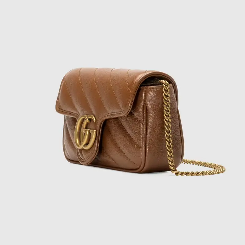 Túi Gucci GG Marmont Matelassé Super Mini Leather 'Brown' 476433-0OLFT-2535 - Ảnh 4